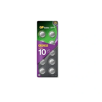 Image de Piles CR2032 Lot de 10 GP Extra Bouton Lithium CR 2032 3V Haute Performance pour dispositifs Portables et médicaux, Porte clés balances