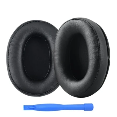 Image de Remplacement Coussinets d&#039;oreille pour HyperX Cloud Stinger/Cloud Flight/CloudX/Cloud II/Cloud III/Cloud Alpha/Cloud Core/Mix Casque par MMOBIEL Memory Foam et Protein PU Coussinet Noir