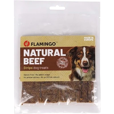 Image de Flamingo Snack Nature BŒUF LAMELLES Friandises sans Glutes sucres ajoutés colorants ni conservateurs Produit d&#039;europe
