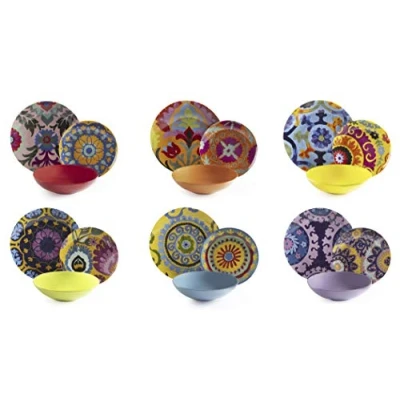 Image de Excelsa New Delhi Service de vaisselle 18 pièces, porcelaine Multicolore