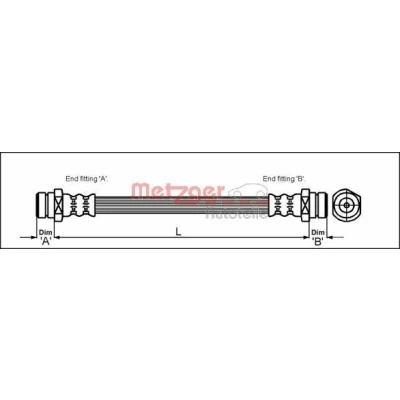 Image de METZGER 4113305 Flexible De Frein 276 F10 x 1 MAZDA: 626 III Berline, 5 portes