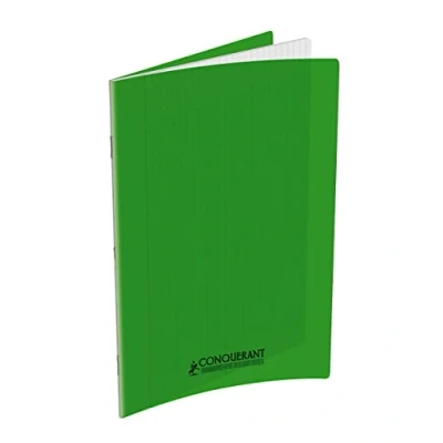 Image de CONQUERANT Cahier Classique 24x32cm Grands Carreaux Seyès 96 Pages Agrafées Couverture Polypro Vert