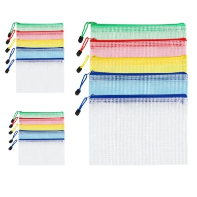 Image de Set 15 pochette plastique A4, A5, A6 zippées étanches rangement papier, zippée, porte document, range transparente, documents, reçus, tests, 5 coloris
