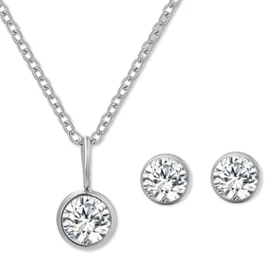 Image de AOWVUTS Parure de Bijoux Pour Femme, Collier Naissance Pierre Precieuse Solitaire Ensemble Bijoux, Cristal Zircone Pendentif et Boucles D&#039;oreilles (Octobre)
