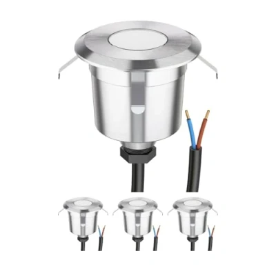 Image de ledscom.de 4 pièces LED encastrées dans le sol AGENA pour l&#039;extérieur, IP65, inox, rond, 60mm Ø, blanc chaud