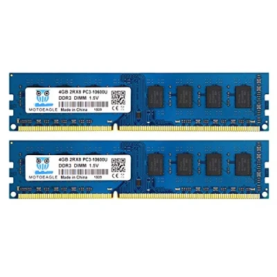 Image de PC3 10600U DDR3 1333 UDIMM 8Go (2x4Go) RAM, 1333MHz 4Go 2Rx8 240 Pin CL9 1.5V Mémoire pour Ordinateur de Bureau