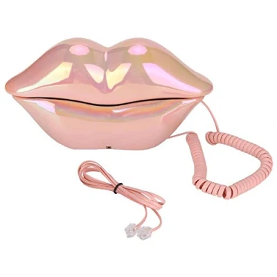 Image de Téléphone, Forme des lèvres de la Bouche Portable WX 3016 à Mode téléphone Bureau Domicile Fixe(Rose coloré)