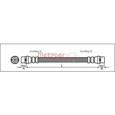Image de METZGER 4114748 Flexible De Frein 287 F10 x 1 AUDI: 80 B4 Berline, Cabriolet B4, B3