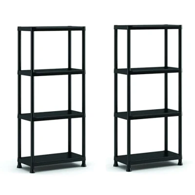 Image de Keter Lot de 2 étagères 60/4, Noir, 4 étagères, Charge maximale 20 kg chacun, 60 x 30 135 H cm