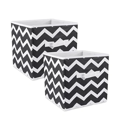 Image de DII Lot de 2 poubelles rangement en polyester non tissé Chevron Noir Petit modèle