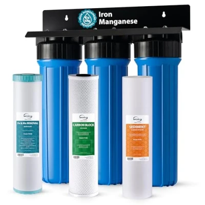 Image de iSpring WGB32BM Système de Filtre à Eau pour Toute la Maison avec Réduction des Sédiments, du Carbone, Fer et Manganèse, en 3 Étapes