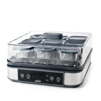 Image de Lacor 69439 Yaourtière en Verre Deva, 9 Bocaux Inclus, Température Réglable, Minuterie, Arrêt Automatique, Livre de Recettes 100% sans BPA, 170ml x