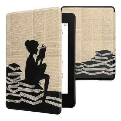 Image de kwmobile Etui Compatible avec Kindle Paperwhite 11e génération Étui à Rabat magnétique Tablette eReader Similicuir pour Noir Beige