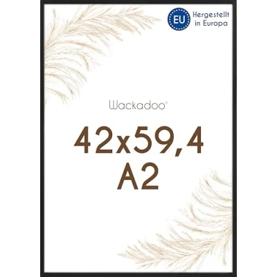 Image de Wackadoo Cadre photo A2 42 x 59,4 cm (format A2) Noir en bois italien Avec vitre verre