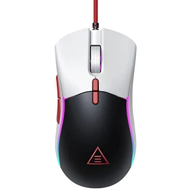 Image de EKSA Souris Gamer Gaming, Lumière RVB Scintillant ou Coulant avec Musique, Personnalisez Votre Souris, Coque Arrière Remplaçable, 6 Poids, 12000 DPI, 7 Boutons Programmables, PC/Mac