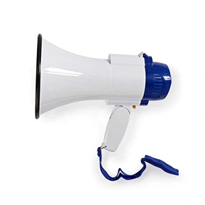 Image de NEDIS Mégaphone Portée maximale: 250 m Contrôle du Volume 115 DB Microphone intégré Sirène intégrée Fonction d&#039;enregistrement Blanc/Bleu