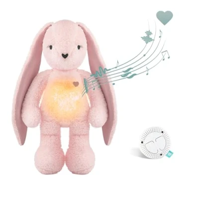 Image de MyHummy Lapin Apaisant 5 en 1, Rose, avec Lumière et Sons, Chargement USB