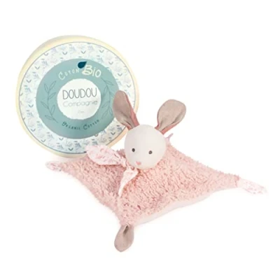 Image de Doudou plat en coton Bio Lapin Rose et Compagnie 0 mois Naissance Mixte pastel