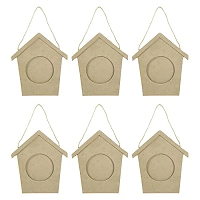 Image de Décopatch CD007MAJC Un lot de 6 supports en papier brun mâché 1x13x15 cm, Cadres Cabane à oiseaux