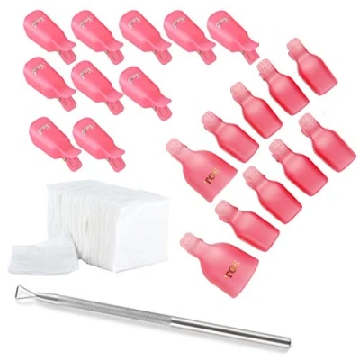 Image de JZK Dissolvant d&#039;ongles Outil ensemble,10x Doigt Pinces à ongles + 10x orteils Nail Clips 200x Clou Coton Pads 1 pour Acrylique UV Gel polonais