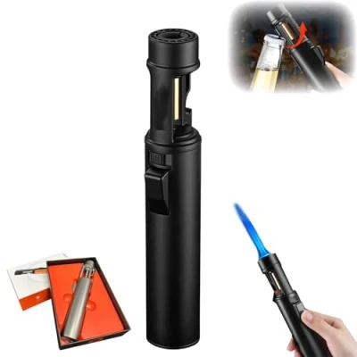 Image de Yaepoip Airbrush Windproof Lighter, Portable Adjustable Refillable Butane Jet 360 Degree Rotating Ignition, Flame Size (Black)
