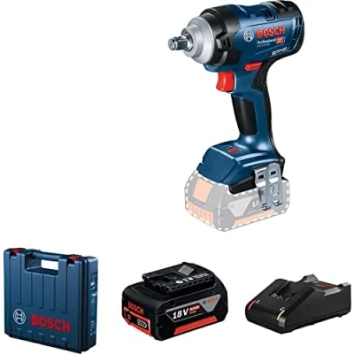 Image de Bosch Professional système 18V: clé à chocs sans fil GDS 18V 400 (2 batteries GBA 5.0Ah, chargeur rapide GAL 40, valise)