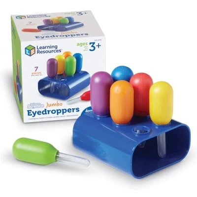 Image de Learning Resources Primary Science Compte gouttes géants avec support, pipette enfant, ressources maternelle, jeux science, motricité fine, transvasement montessori, 3+