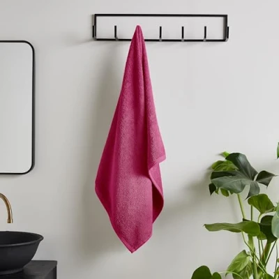 Image de Catherine Lansfield Serviette de Bain en Coton à séchage Rapide Rose Vif 70 x 120 cm