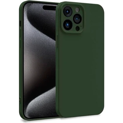 Image de MyGadget Coque Compatible avec Apple iPhone 15 Pro Max Case TPU Souple &amp; Soft Doublure Microfibre Cover Protection Extra Fine Légère Vert Olive
