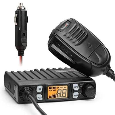 Image de Radioddity CB 27 Pro Mini Radio Mobile 40 canaux avec Canal d&#039;urgence instantané AM/FM 9/19, Puissance de Sortie 4 W, VOX, Gain RF et Micro Portable