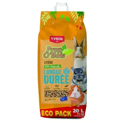 Image de Tyrol Litière Petits Animaux PROP&#039;O Bois 20L Biodégradable et Super Absorbante à Granulés de Lapin, Cochon d&#039;Inde, Hamster, Souris, Cobaye Jusqu&#039;à 6 Semaines d&#039;Utilisation