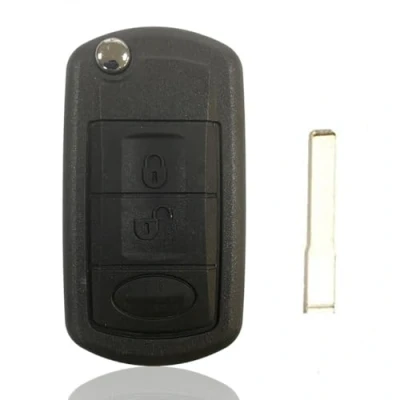 Image de Coque de Remplacement Pliante 3 Boutons clé Voiture à Rabat Distance Style pour Land Rover Range Sport LR3 Discovery (avec Lame HU101)