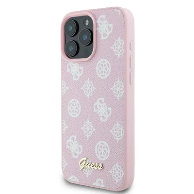 Image de Étui Guess pour iPhone 16 Pro 6.3 rose étui rigide Peony Script Logo MagSafe Neuf