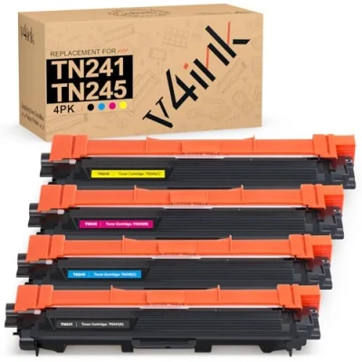 Image de v4ink TN241 TN245 Cartouche de Toner Remplacement Compatible pour TN 241 245 Brother HL 3140CW 3170CDW 3150CDW MFC 9340CDW 9330CDW 9140CDN 9130CW DCP 9020CDW 9015CDW( 4 Pack)
