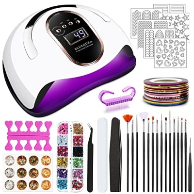 Image de JOTOL 168W Lampe UV Sèche Ongles,UV LED Séchoir à Ongles Professionnel Automatique avec 4 Minuteries,Capteur Intelligent,Plaque de Base Portable et Amovible,Lampe Gel,Séchoirs