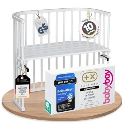 Image de Cododo babybay Original en bois de hêtre massif I compact et convertible Lit d&#039;enfant réglable continu respectueux l&#039;environnement berceau qui grandit avec l&#039;enfant, laqué blanc