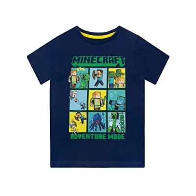 Image de Minecraft T Shirt Creeper and Steve Garçon Bleu 8 9 Ans