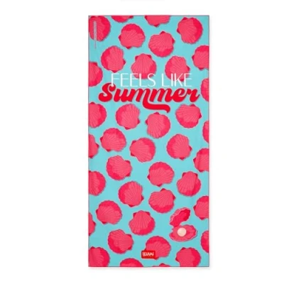 Image de LEGAMI Serviette de Plage légère, en Microfibre, compacte, résistante au Sable, séchage Rapide, Ultra absorbante, Peu encombrante, 85 x 180 cm, Seashell