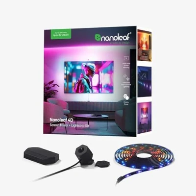 Image de Nanoleaf Kit 4D Screen Mirror + Lightstrip pour téléviseurs et écrans jusqu&#039;à 85&quot;/215 cm Ruban LED RGBW connecté Caméra, Thread &amp; Wifi, Compatible Amazon Alexa Google Home Apple