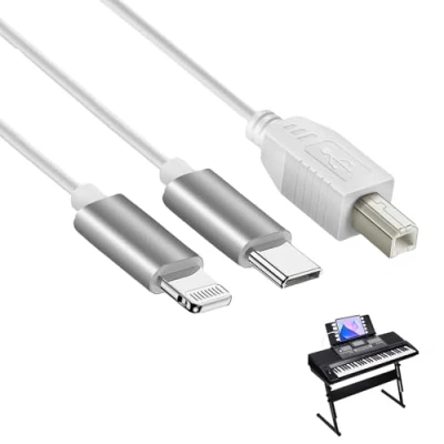 Image de Câble MIDI 2 en 1 USB C vers B m OTG de type Pour iPhone, iOS, contrôleur MIDI, interface audio, clavier instrument musique électronique,