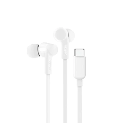 Image de Belkin SoundForm Écouteurs filaires avec connecteur USB C (écouteurs Intra Auriculaires Micro, pour iPhone 15, iPad Mini, Galaxy 24, Android, etc., C, Blanc)
