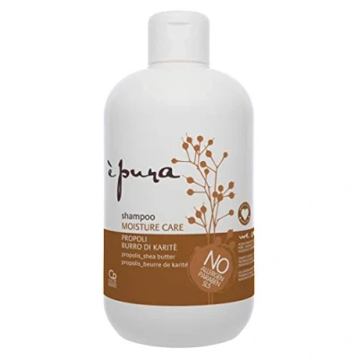 Image de È Pura Shampoing Soin Humidité Traitement Professionnel Nourrissant et Hydratant pour Cheveux Secs, Fragiles, Cassants Abîmés Au Beurre de Karité 500 ml