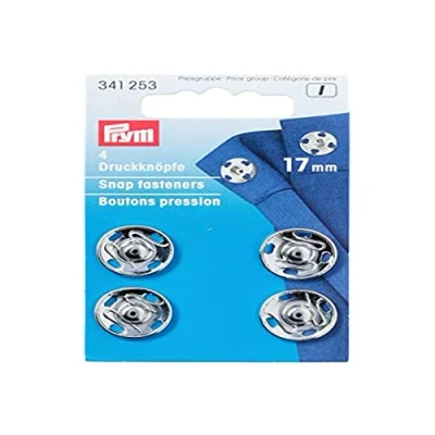 Image de Prym Patch Boutons Presse Coudre Pression Laiton 4 Pièces, 17 mm Diamètre, Argent