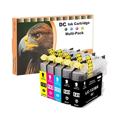 Image de D&amp;C Cartouche d&#039;encre Compatible pour Brother LC 123 LC123 XL DCP J132W J150 Series J152W J152WR J172W J4110DW J4110W J552DW J752DW MFC J6920DW (5 Pack)