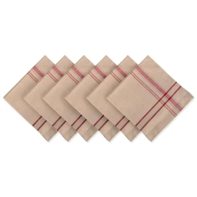 Image de DII Dessus de Table 100% Coton Rayures françaises, Red, Napkin
