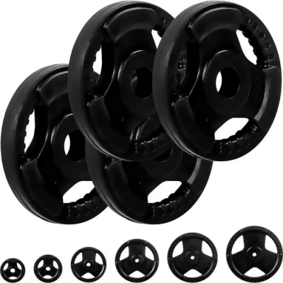 Image de MOVIT Ensemble de disques d&#039;haltères PRO, en fonte Rubber Gripper, 30/31 mm norme standard, testé contre les substances nocives, 4x 1,25 kg