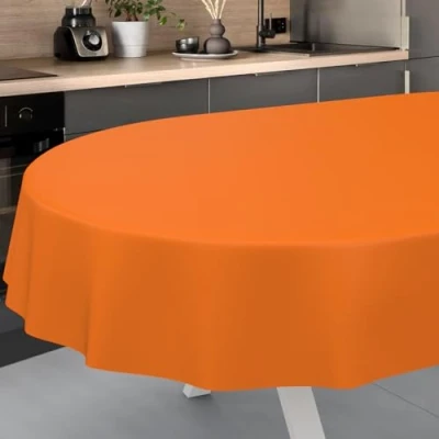 Image de ANRO Nappe en Toile cirée, Lavable, pour Table de Jardin, extérieur, intérieur, Ovale, Bord coupé, Oranges, 160 x 140 cm