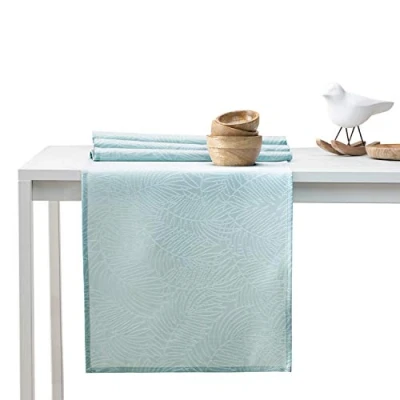 Image de AmeliaHome Chemin de Table 35x180 cm + 115x180 Effet Lotus Hydrofuge