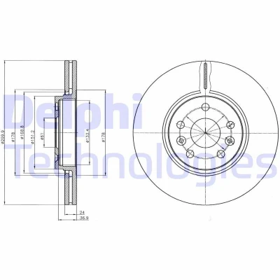 Image de DELPHI BG4338 Disque de frein 300 24 5 ventilé huilé à haute teneur en carbone sans roulement roue, bague ABS RENAULT: SCENIC 2