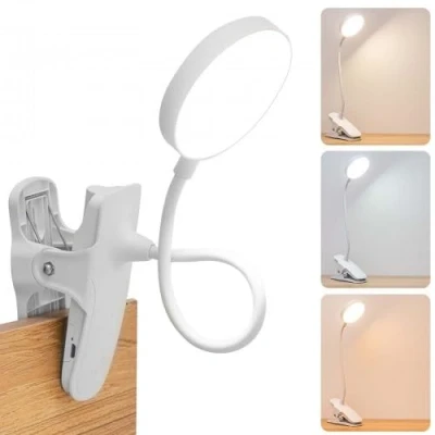 Image de LED Lampe USB Lampes Clips Tactile, 3 Modes d’Éclairage Luminosité Réglable de Bureau, Lecture Chevet à Pince Protection des Yeux, Clip Light Étudiant Dortoir Étudez